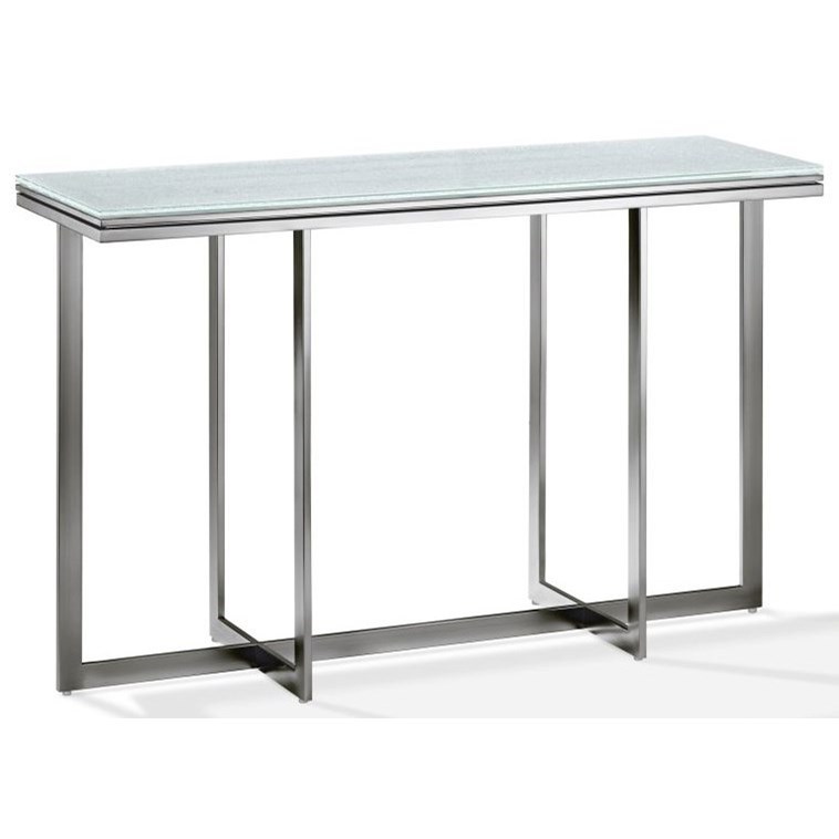 Modus International Eliza Metal Media Console Table with Crackled Glass