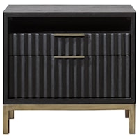 Contemporary 2-Drawer Nightstand with Scalloped Surface