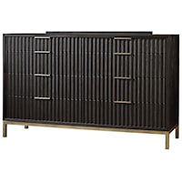 Contemporary 8-Drawer Dresser with Brushed Brass Accents