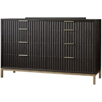 Contemporary 8-Drawer Dresser with Brushed Brass Accents