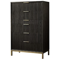Contemporary 6-Drawer Chest with Brushed Brass Accents