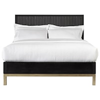 Contemporary Full Platform Bed in Wire Brushed Black Oak Finish
