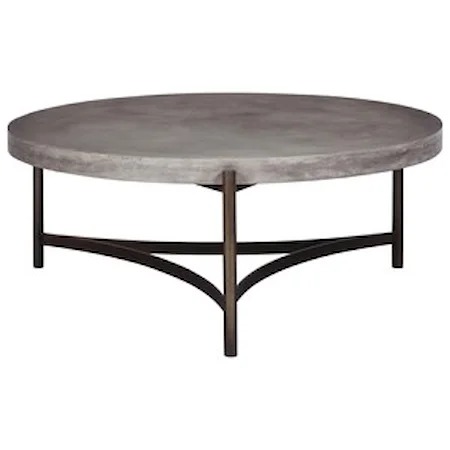 Contemporary Round Coffee Table with Concrete Top