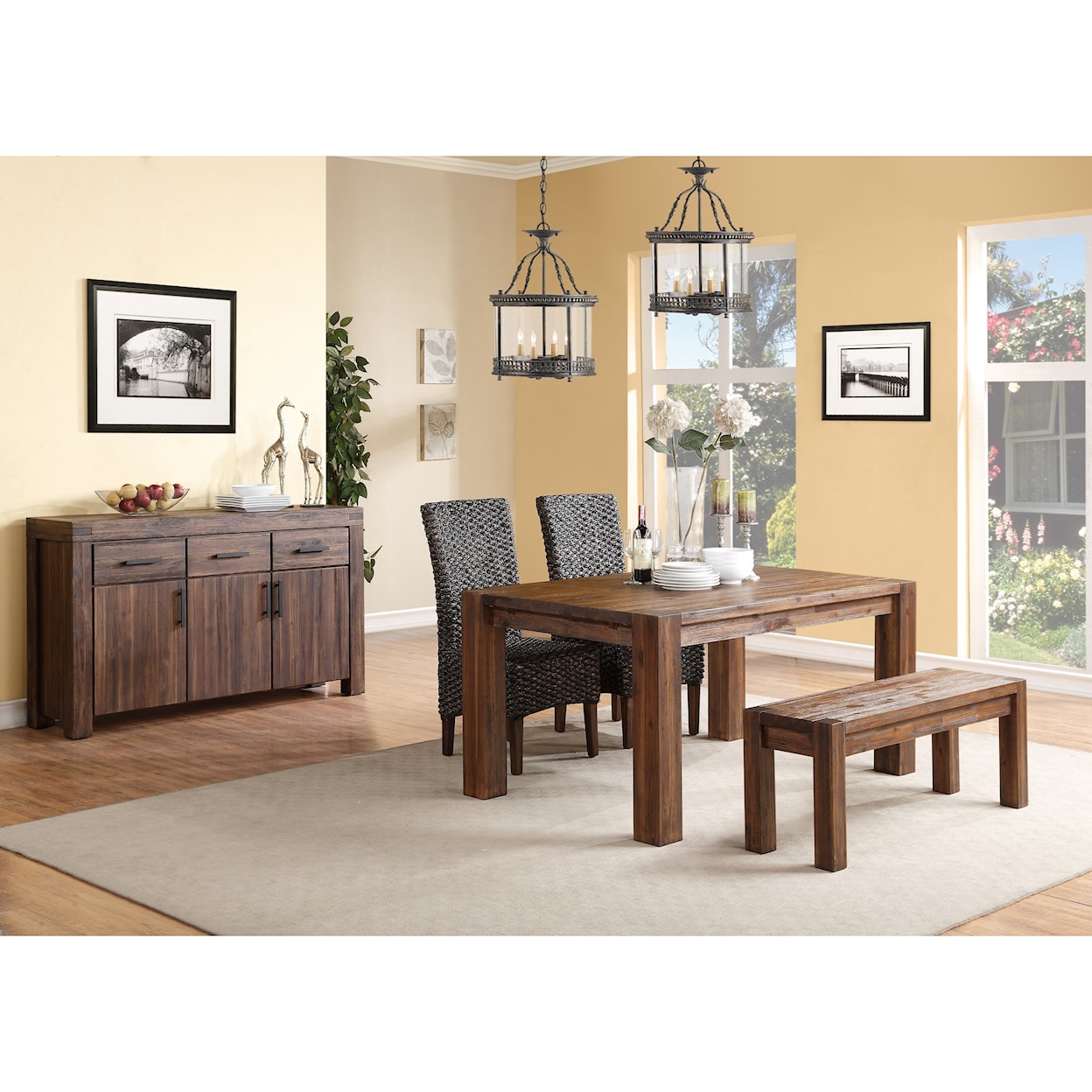 Modus International Meadow Dining Table & Chair Set with Bench