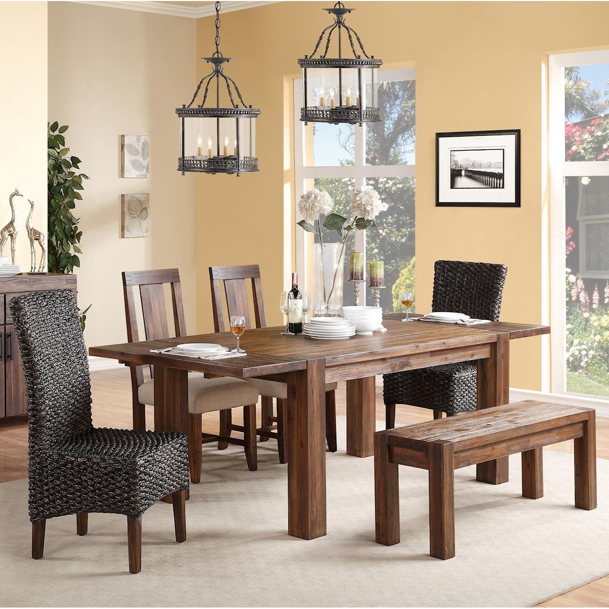 Modus International Meadow Dining Table & Chair Set with Bench