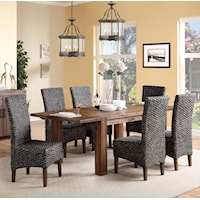 7-Piece Table & Chair Set with Wicker Chairs