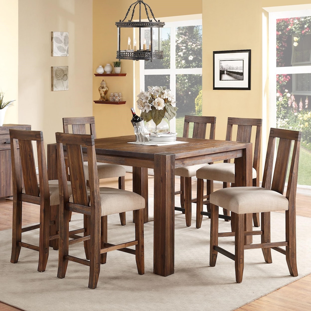 Modus International Meadow 7-Piece Square Counter Table Set