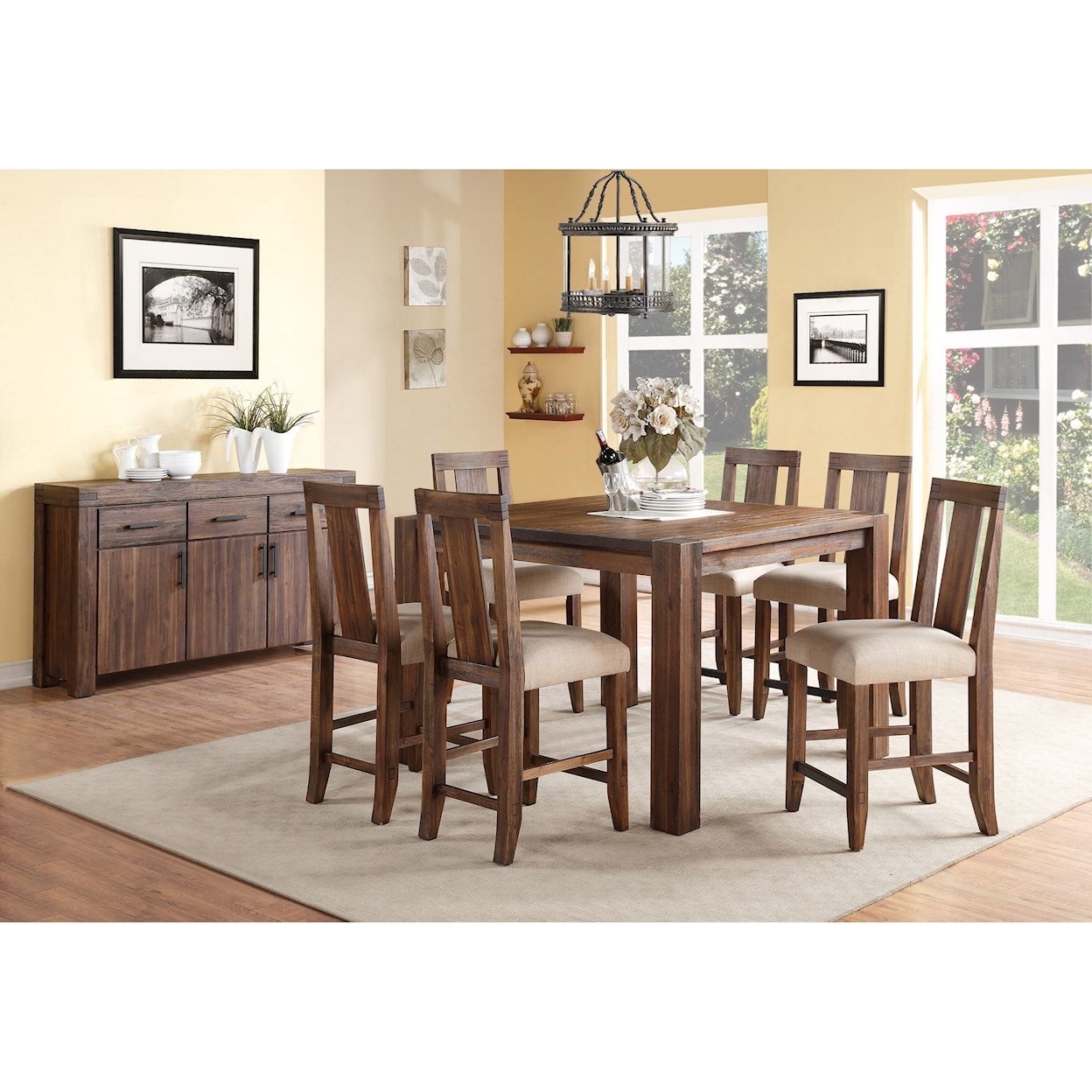 Modus International Meadow 7-Piece Square Counter Table Set