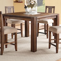 Solid Wood Square Counter Table in Brick Brown