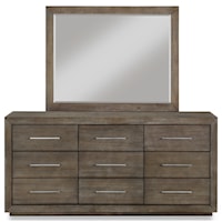 Contemporary 9-Drawer Dresser and Mirror Set