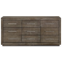 Contemporary 9-Drawer Dresser with Felt Lined Top Drawer