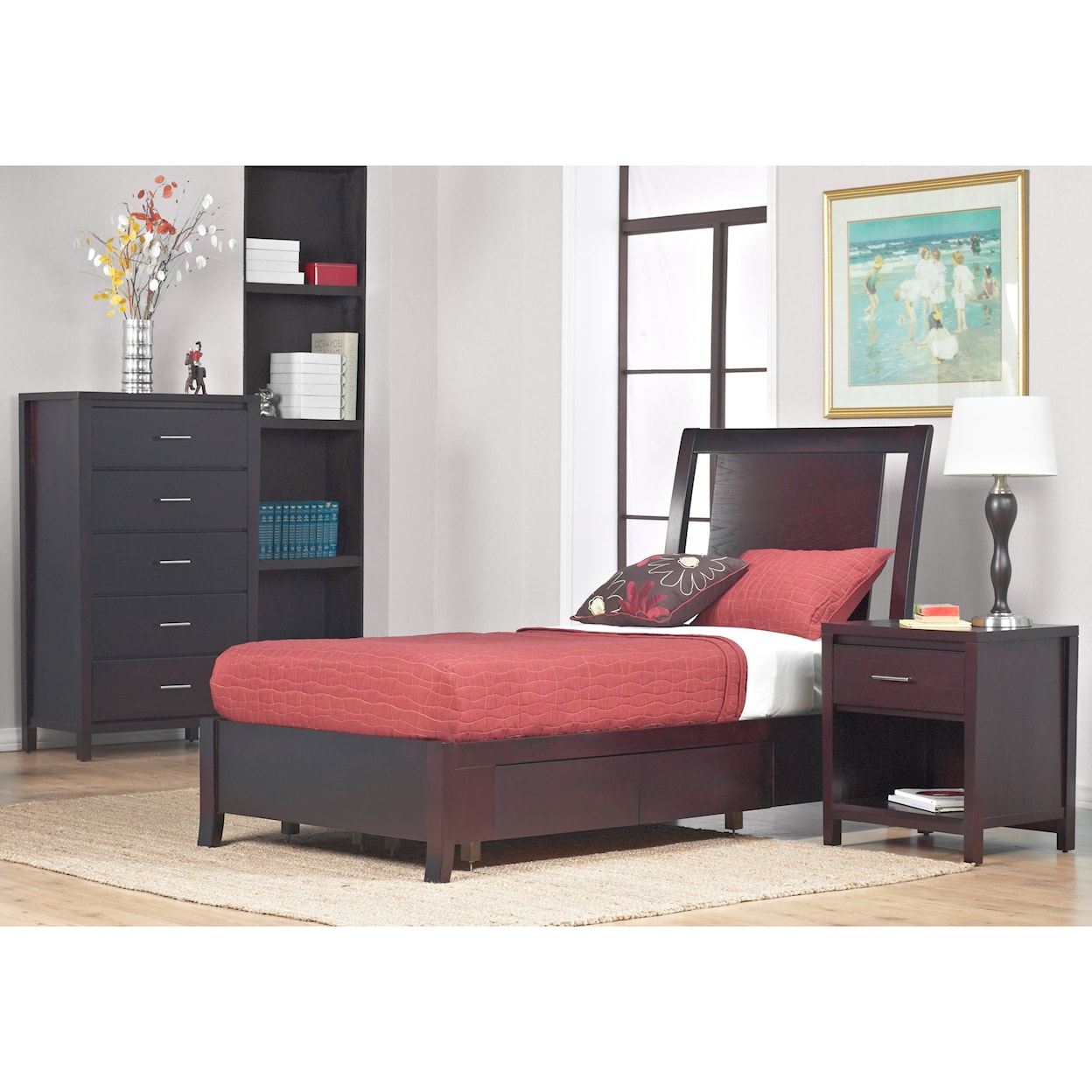 Modus International Nevis Twin Low Profile Bed with Storage