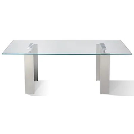 84" Table in Brushed Stainless Steel with Glass Top