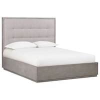 Full Platform Bed with Upholstered Tufted Headboard