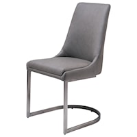 Gray Faux Leather Dining Chair with Stainless Steel Base