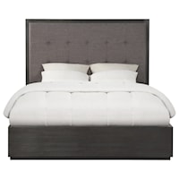 King Platform Bed with Upholstered Tufted Headboard