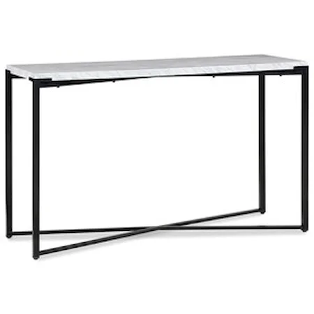 Contemporary Console Table with Marble Top and Matte Black Base