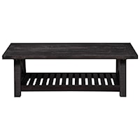 Solid Wood Coffee Table in Rustic Black Pine Finish