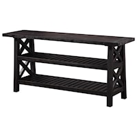 Solid Wood Console Table with 2 Open Shelves