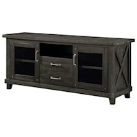 2-Drawer Media Console in Rustic Black Pine Finish