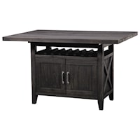 Counter Height Rectangular Extension Table in Rustic Black Pine
