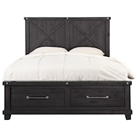 King Solid Wood Storage Bed in Cafe