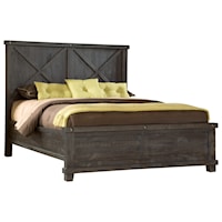 Low Profile Full Bed with Rustic Headboard