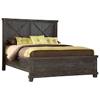 Low Profile California King Bed with Rustic Headboard