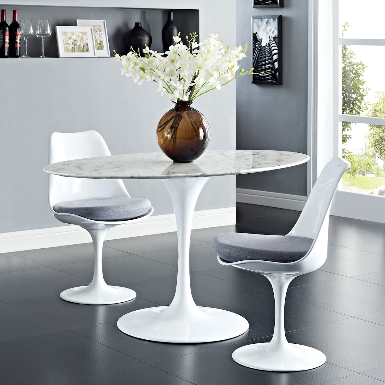 Modway Lippa White Oval Dining Table