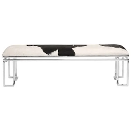 Cowhide Bench with Stainless Steel Base