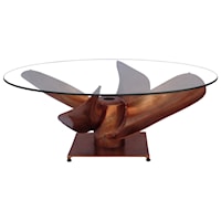 Industrial Fan Coffee Table with Glass Top