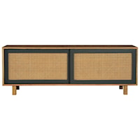 Woven Cane Media Console with Sliding Doors