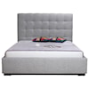 Moe's Home Collection Belle Storage Bed Queen Light Grey Fabric