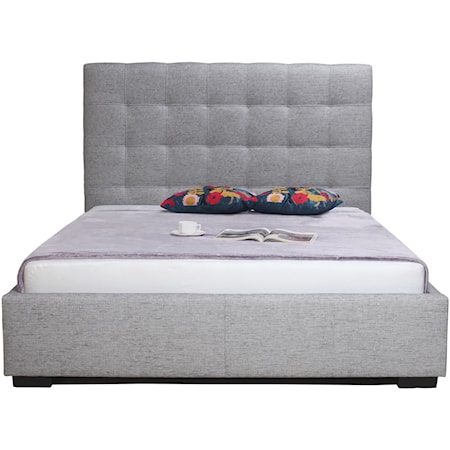 Storage Bed Queen Light Grey Fabric