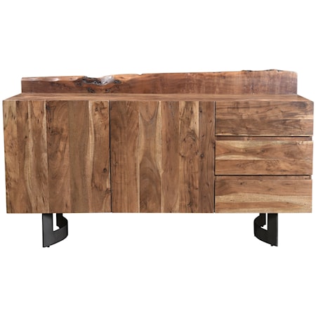 Rustic Solid Wood Sideboard with Three Drawers