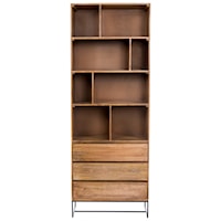 Rustic Bookcase with Three Drawers