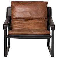 Contemporary Club Chair with Exposed Metal Frame