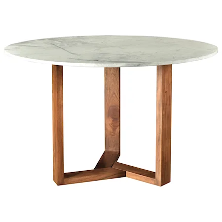 Contemporary Round Dining Table with Marble Top