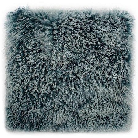 Lamb Fur Pillow Large Teal Snow