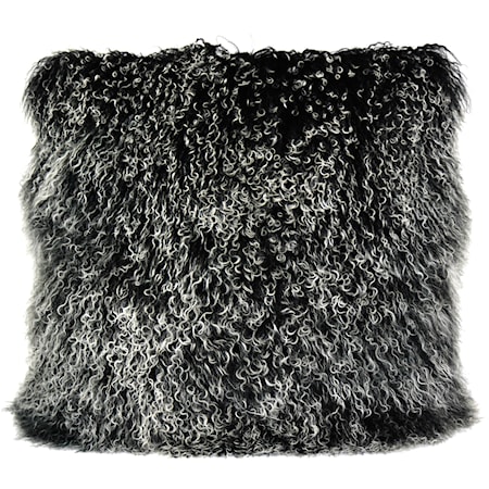 Lamb Fur Pillow Large Black Snow