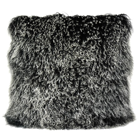 Lamb Fur Pillow Large Black Snow