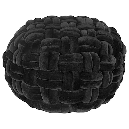 Glam Velvet Pouf with Thick Cable-Weave