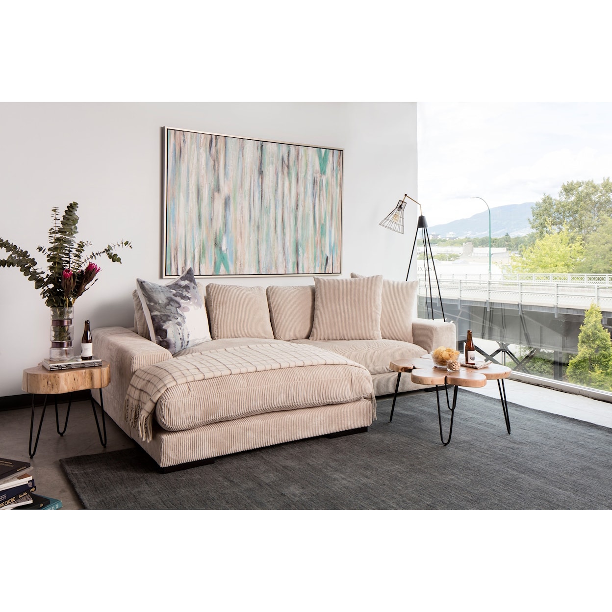 Moe's Home Collection Plunge Cappuccino Sectional with Flip-Style Chaise