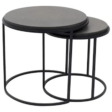 Set of 2 Contemporary Nesting Tables with Lavastone Top