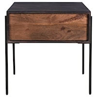 Industrial Side Table with Wood Drawer