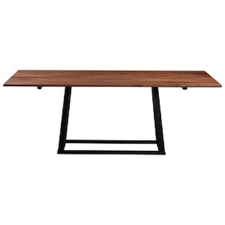 Industrial Dining Table with Solid Wood Top