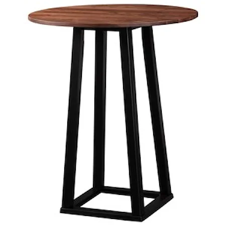 Industrial Bar Table with Solid Wood Top