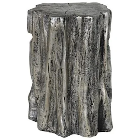 Contemporary Accent Trunk Stool with Silver Finish