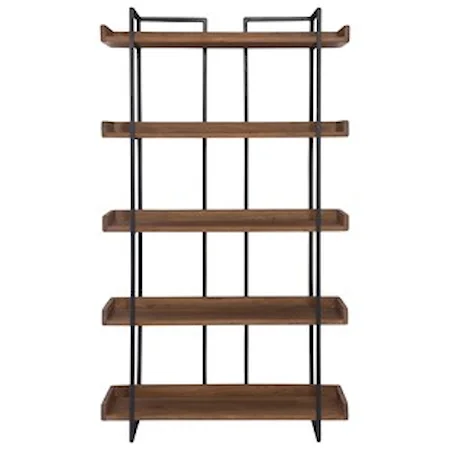 Industrial Small Bookshelf with Iron Frame