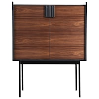 Contemporary Two Tone Bar Cabinet with Wine Bottle Storage